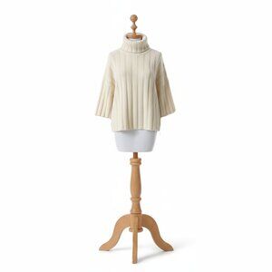 Zara  Light Wool Alpaca Blend Ribbed Knit Turtleneck Sweater Medium Cream